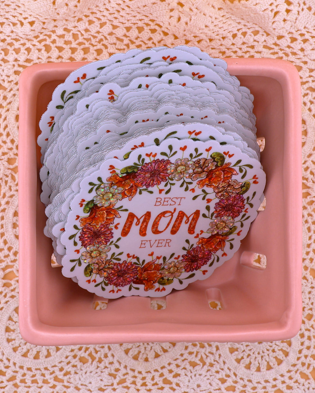Best Mom Ever, 4" Vinyl Glitter Sticker