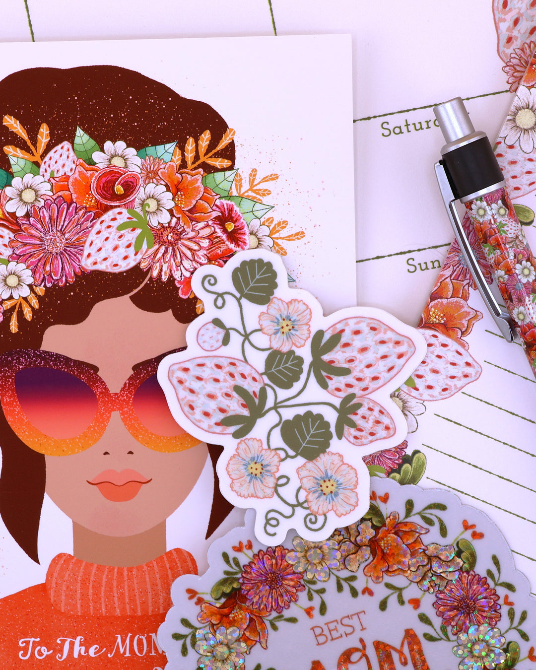 Pineberry Bloom - 3" Die-Cut Vinyl Sticker