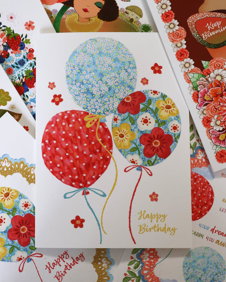 Pretty Balloons, Birthday Greeting Card