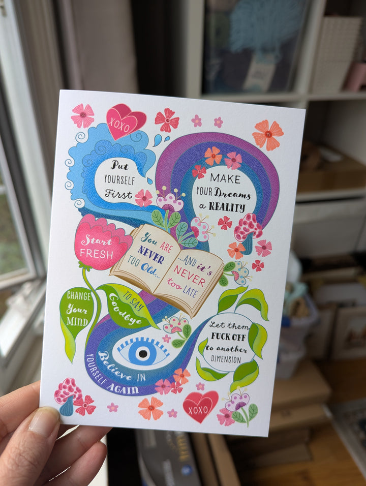 It's Never Too Late, Greeting Card